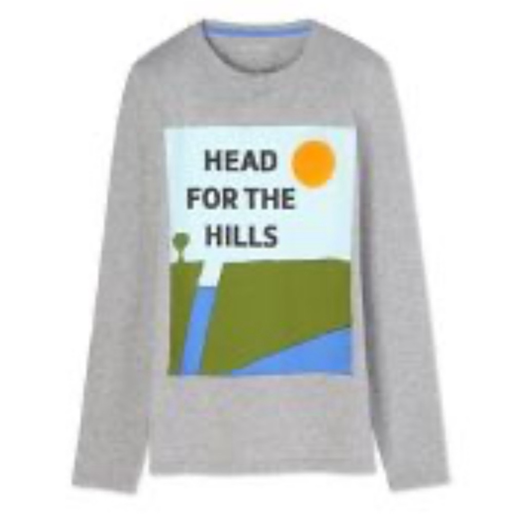 Tory Burch Gray Long Sleeve 'Head for the Hills' Graphic Tee